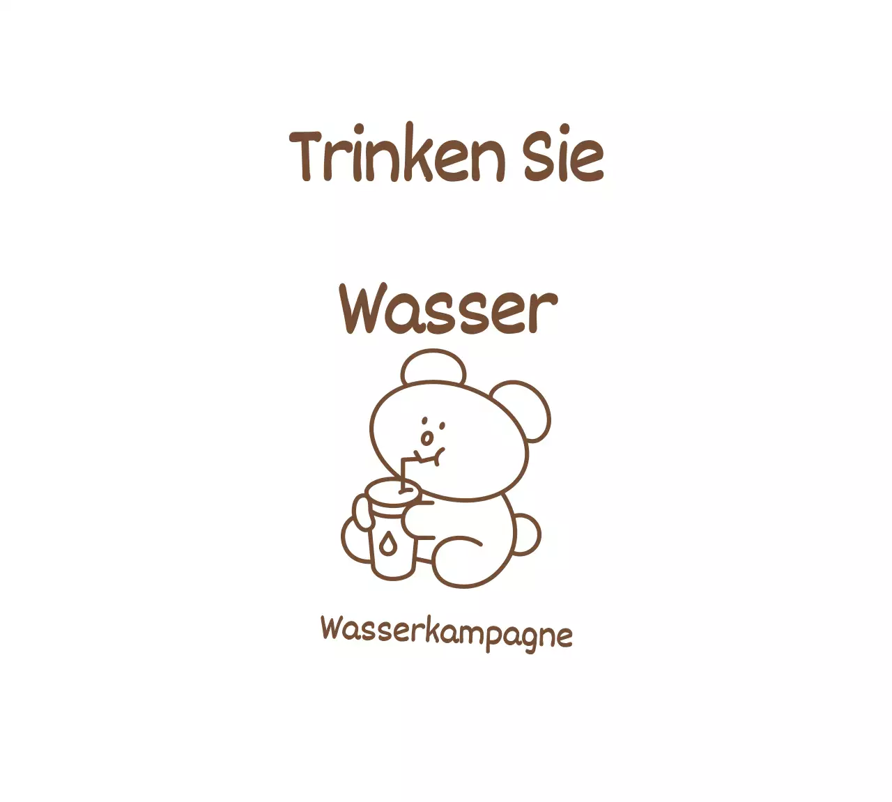 Eine Kampagne zum Wassertrinken mit einer niedlichen und einfachen Illustration eines Braunbären