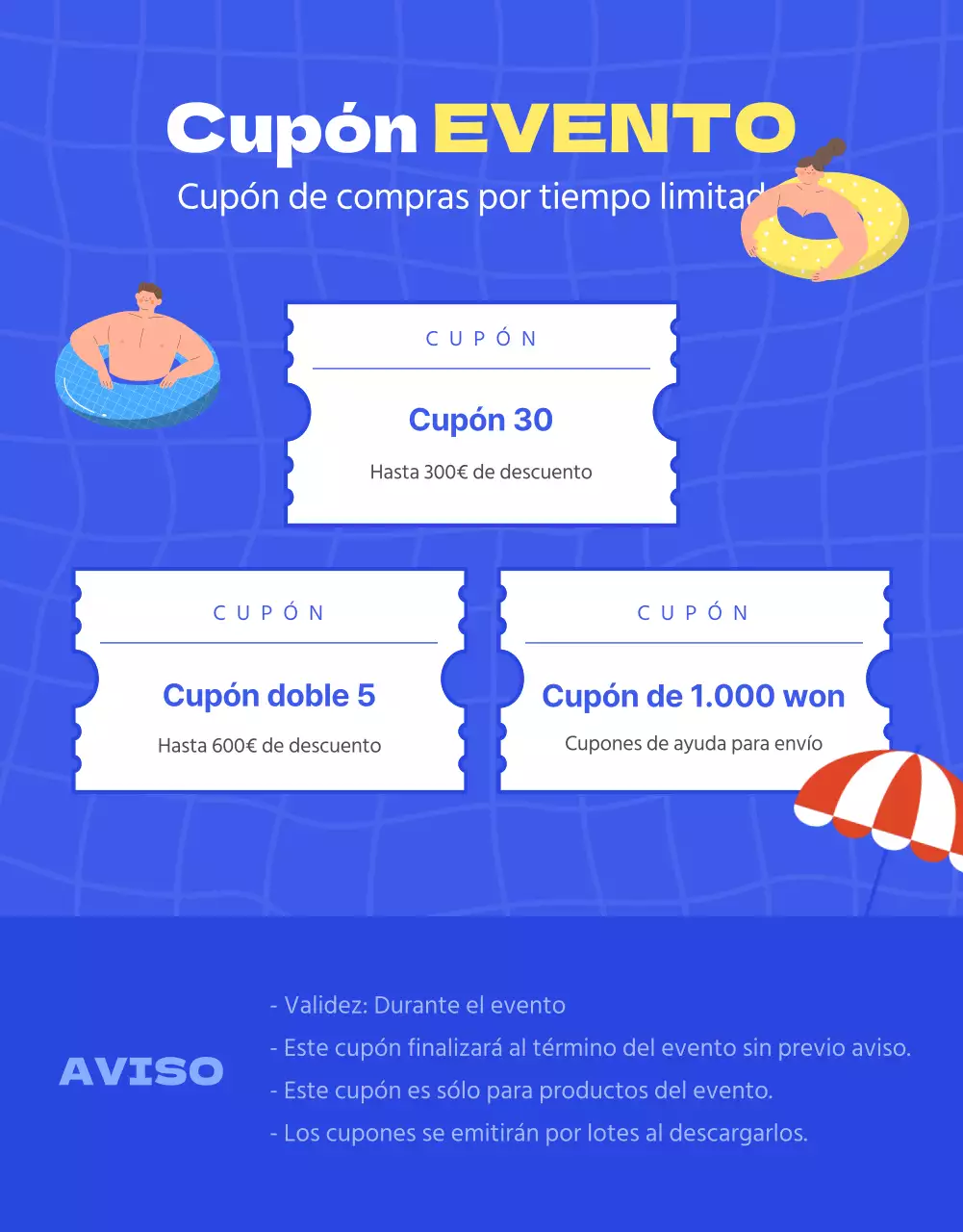 Promocione sus rebajas de verano con toques de azul y amarillo