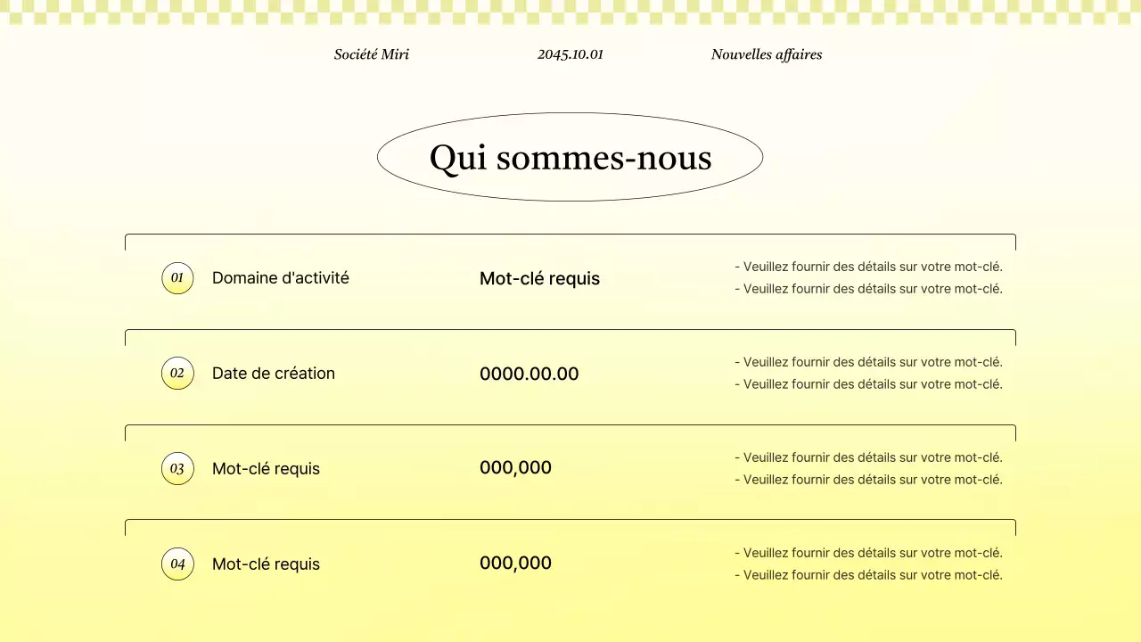 Proposition de projet d'entreprise kitsch en jaune