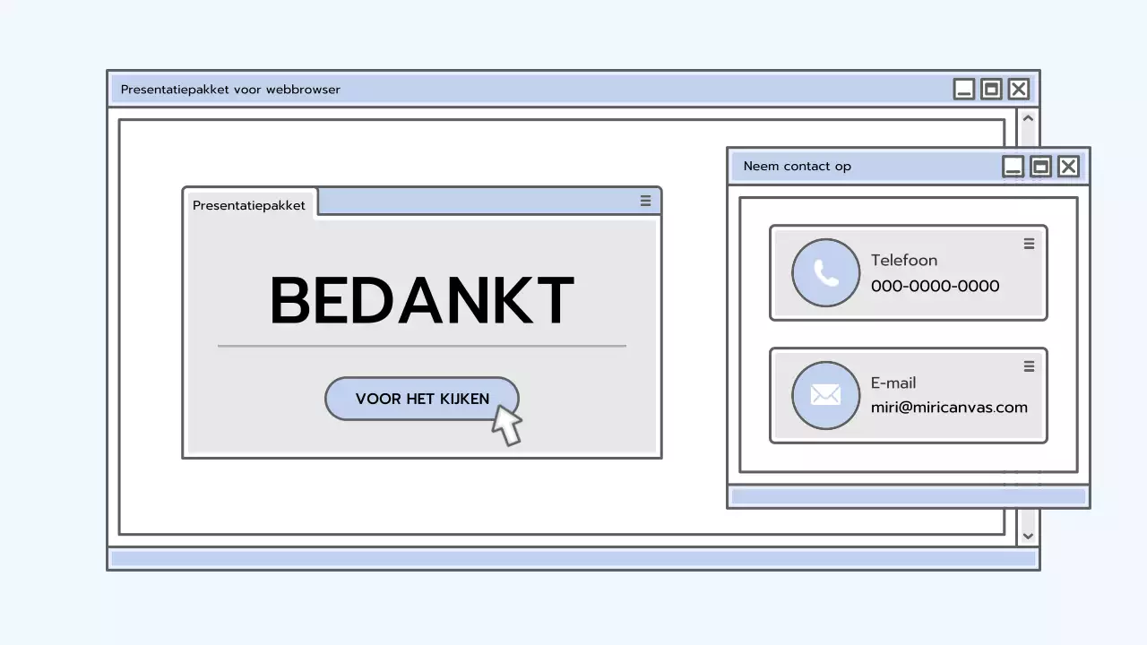 Presentatiepakket met lichtblauw browserconcept