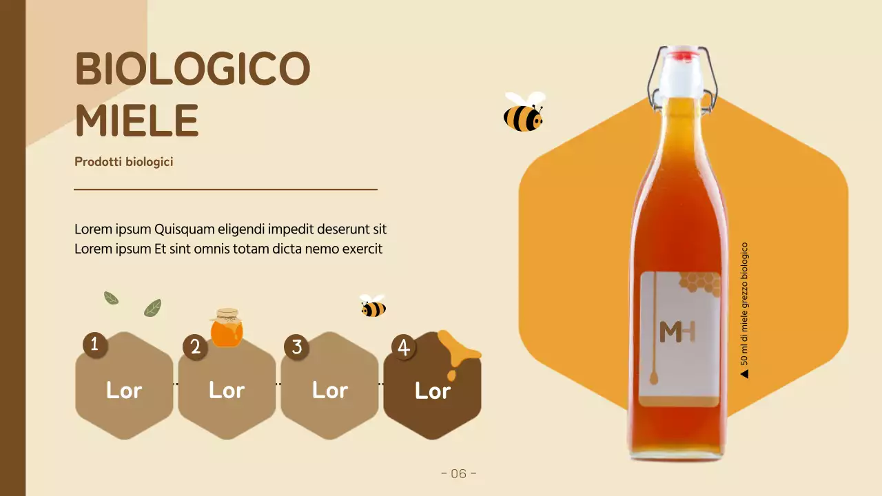 Lettera di un'azienda di prodotti biologici kitsch gialla e marrone