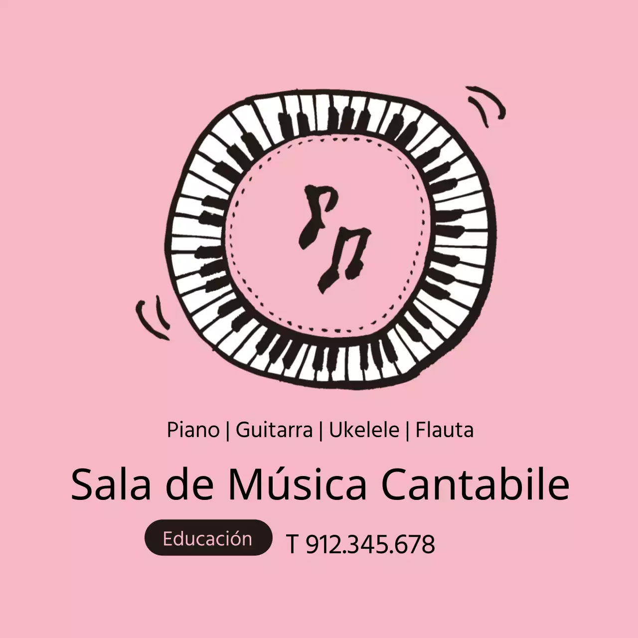 Teclado rosa ilustración escuela de música