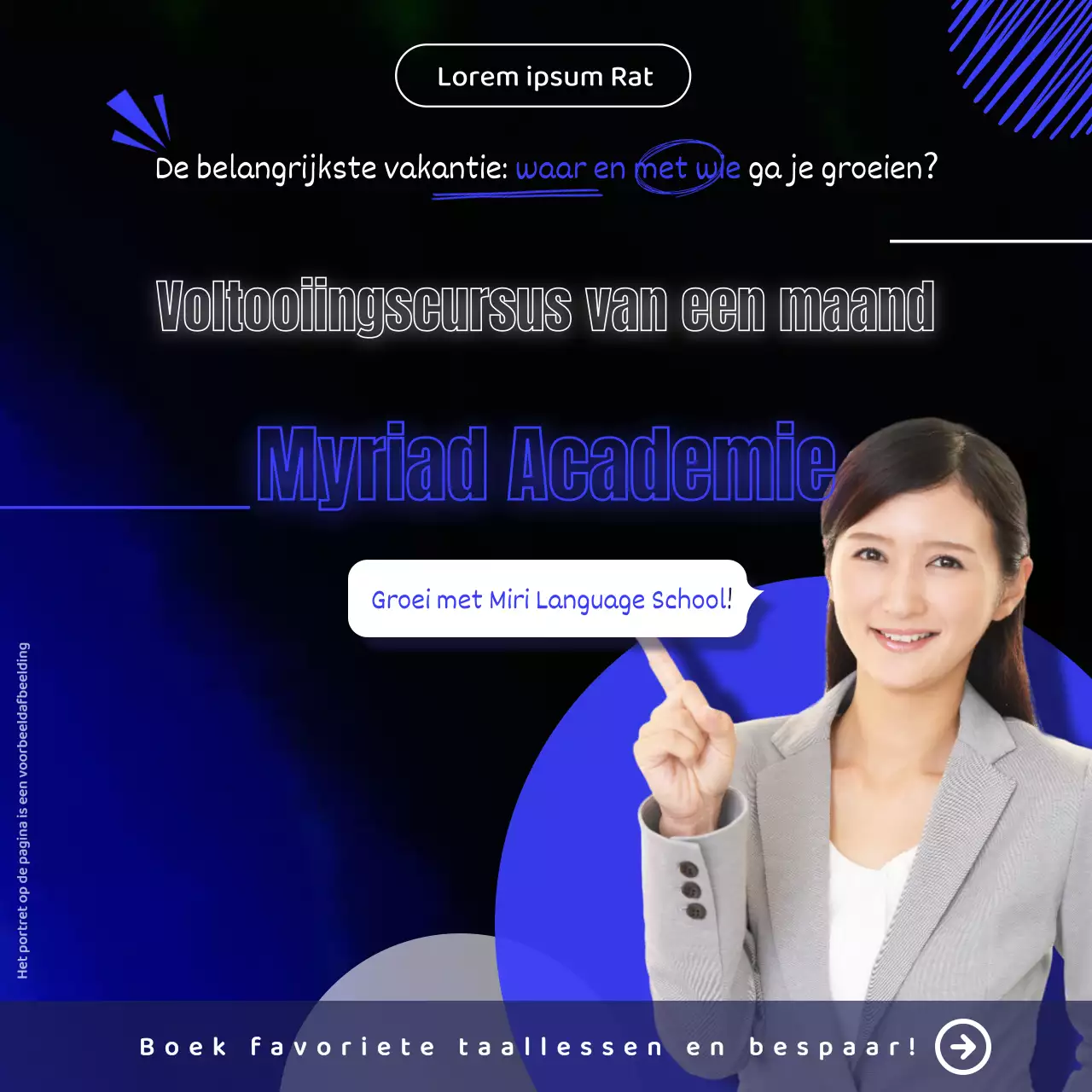 Neon-stijl school promotiemateriaal met blauwe accenten