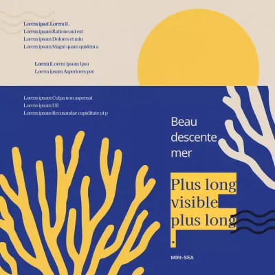 Illustration simple et abstraite en jaune et bleu présentant la Journée des fruits de mer