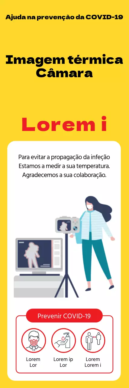 Instruções amarelas de fácil leitura para medição da temperatura