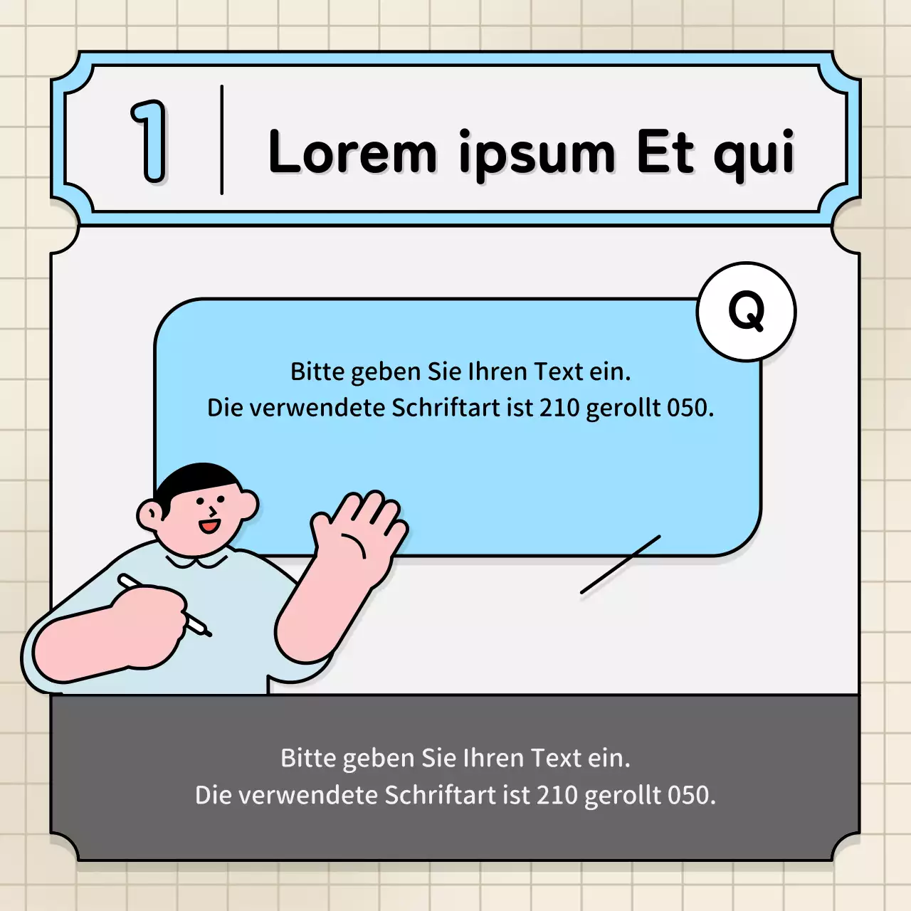 Hellblaue und gelbe Sprechblasen und niedlicher Illustrationsstil