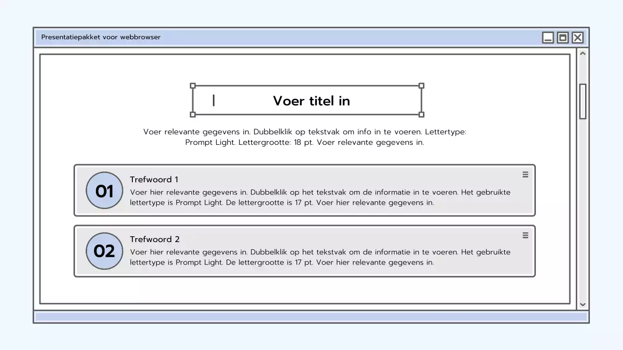 Presentatiepakket met lichtblauw browserconcept