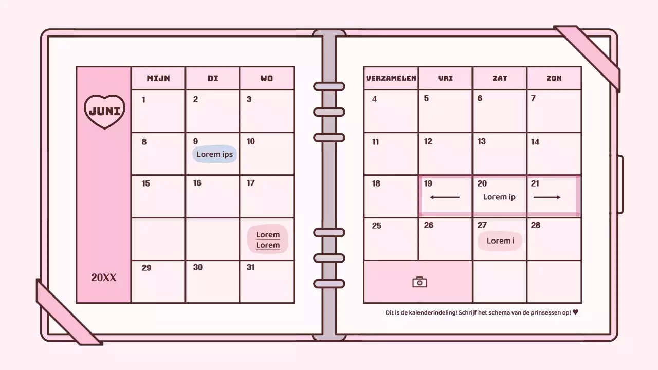 Schattige agenda concept presentatieset in roze