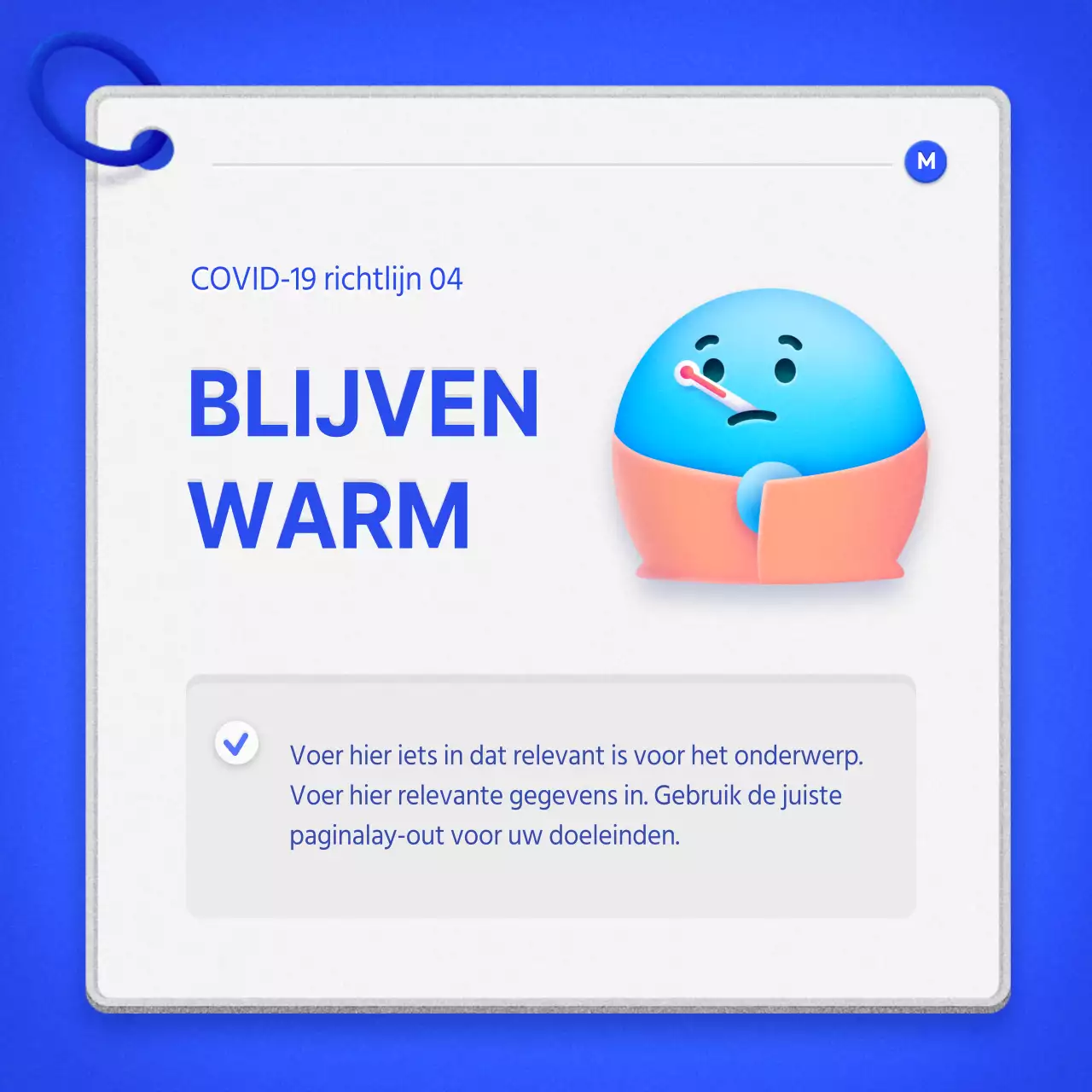 Een keurige thuiszorggids met een blauw cue card concept