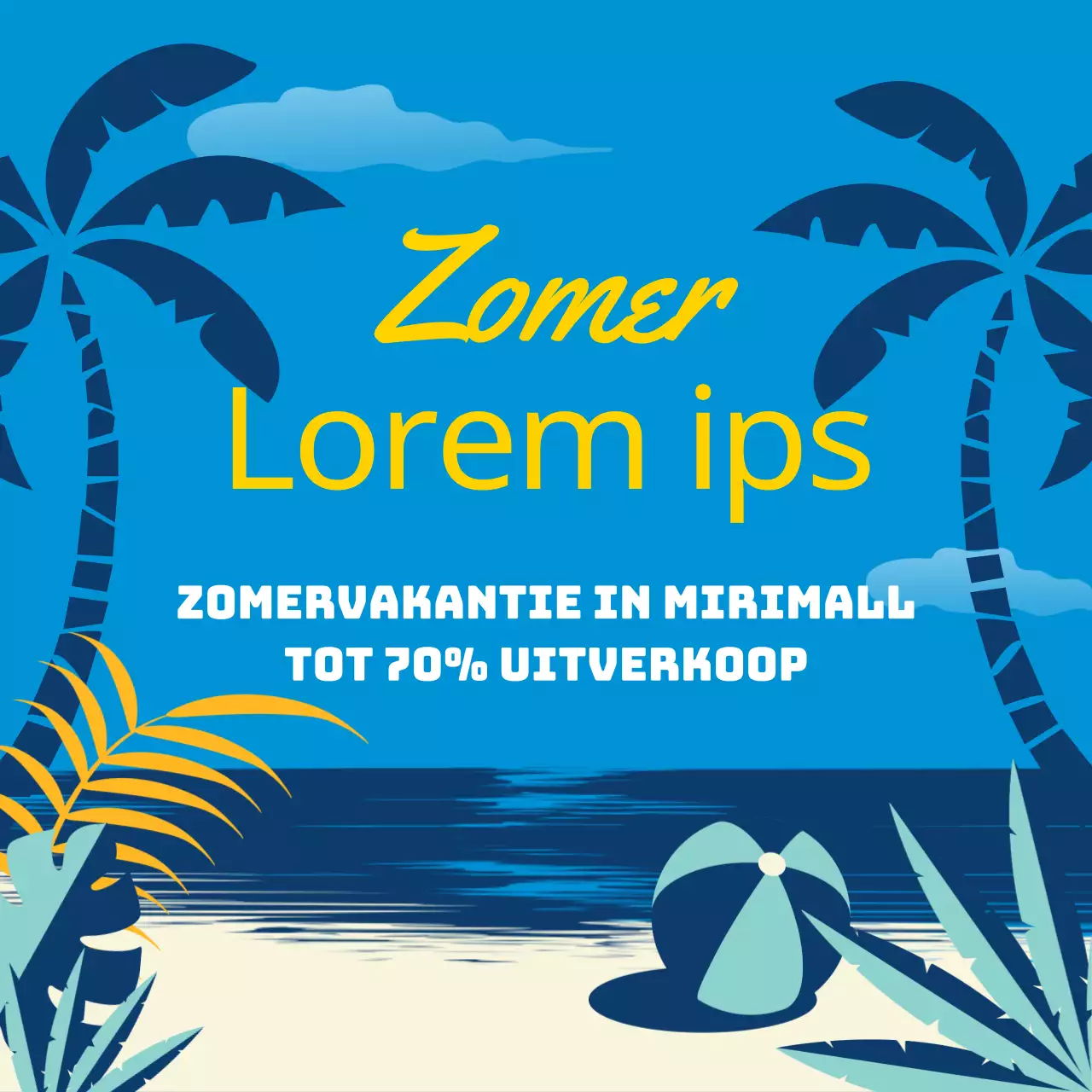 Schattige geïllustreerde verkoopdetails in blauw en geel