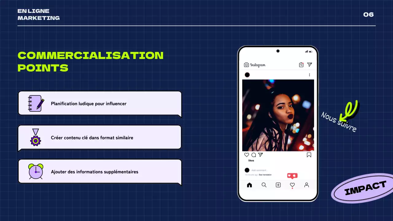 Un thème rétro pour les médias sociaux, avec des couleurs bleu marine et néon.