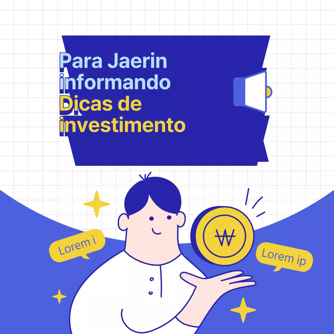 Conselhos financeiros simples explicados a azul e amarelo
