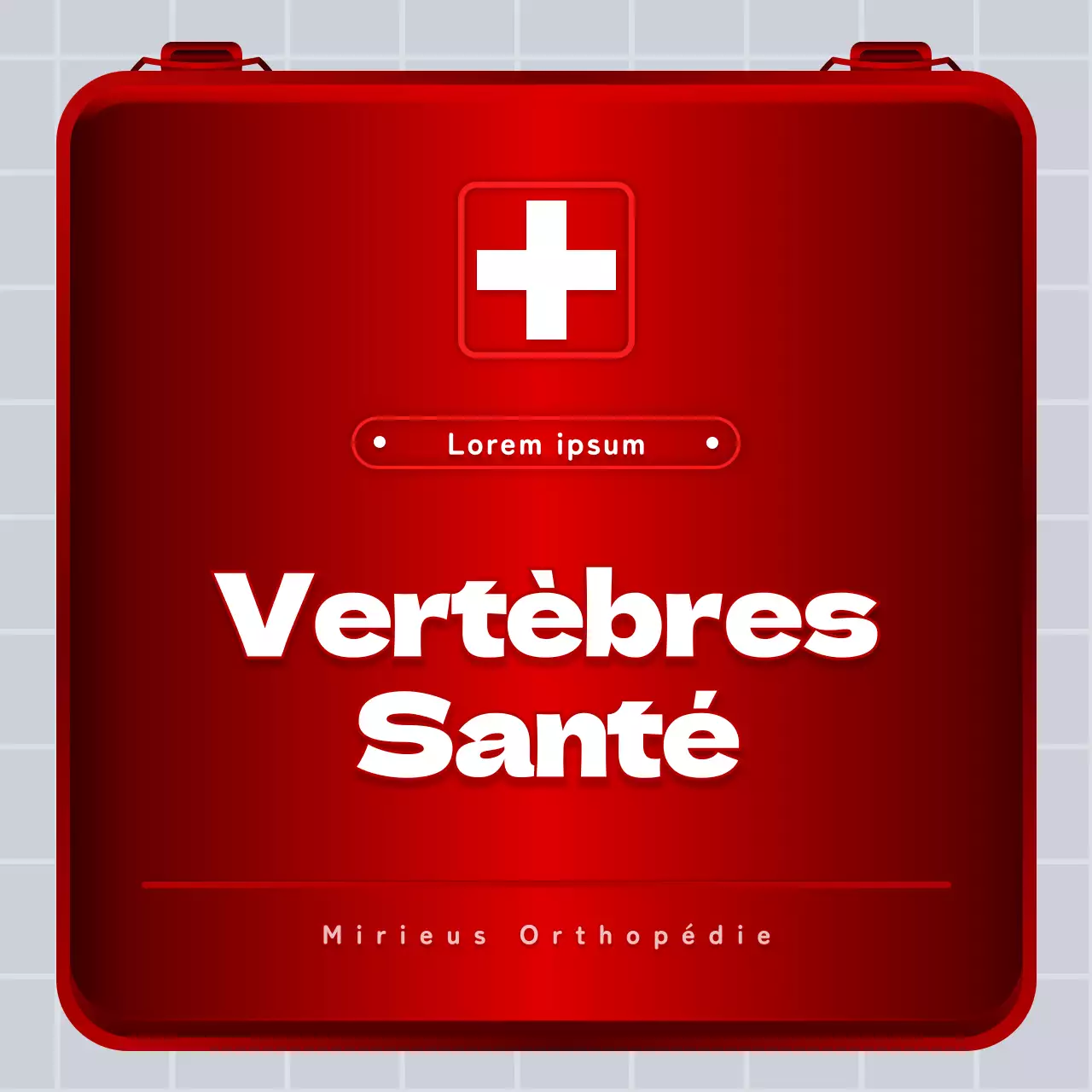 Concept de trousse de secours en fer rouge et blanc Information sur le disque lombaire et promotion de l'hôpital