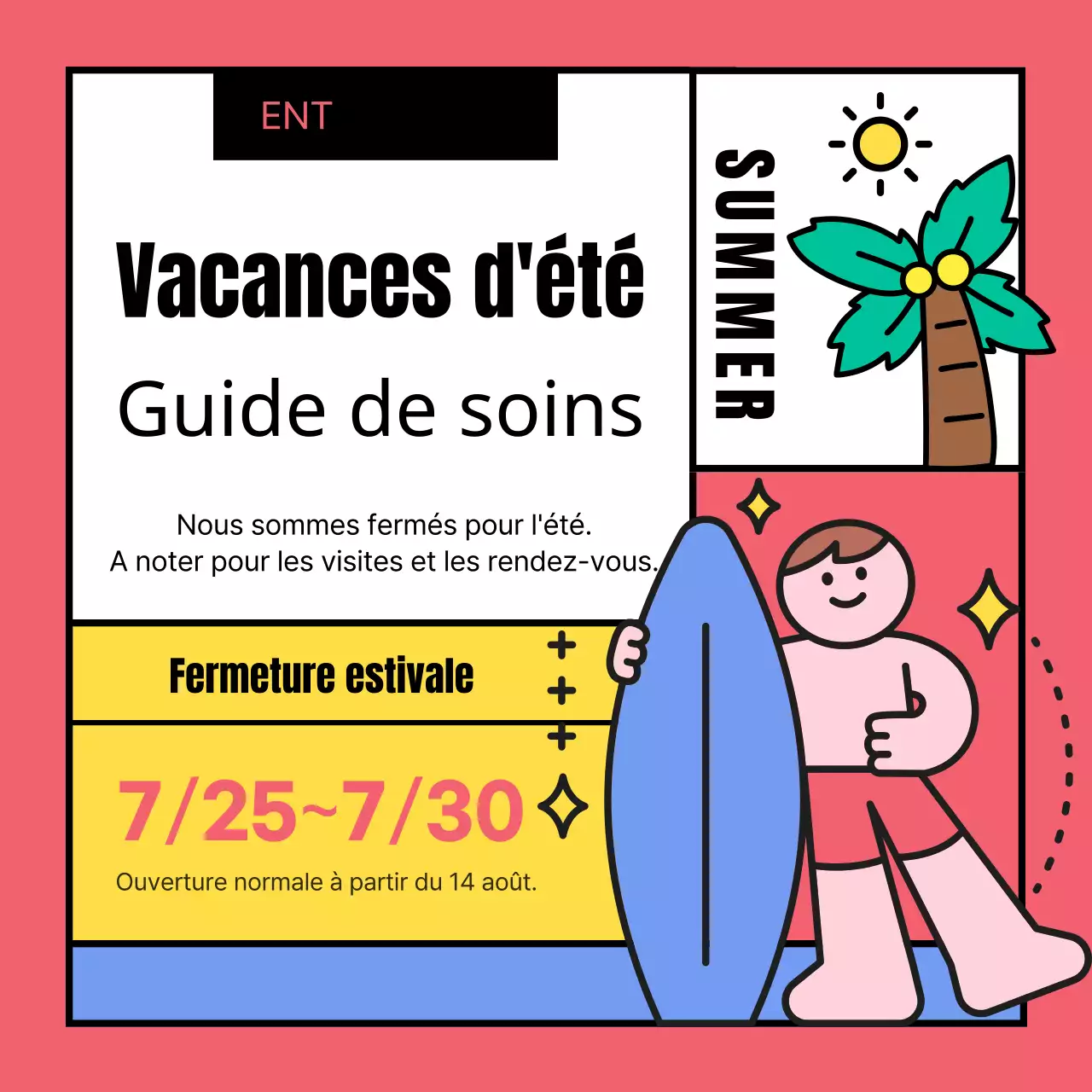 Des illustrations kitsch en rose et noir pour vous guider pendant vos vacances d'été