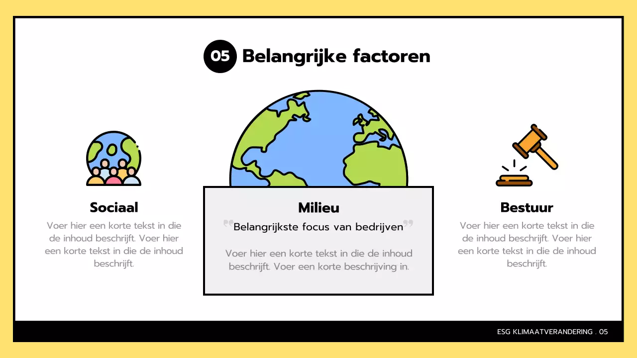 Eenvoudige ESG en klimaatverandering in geel en zwart