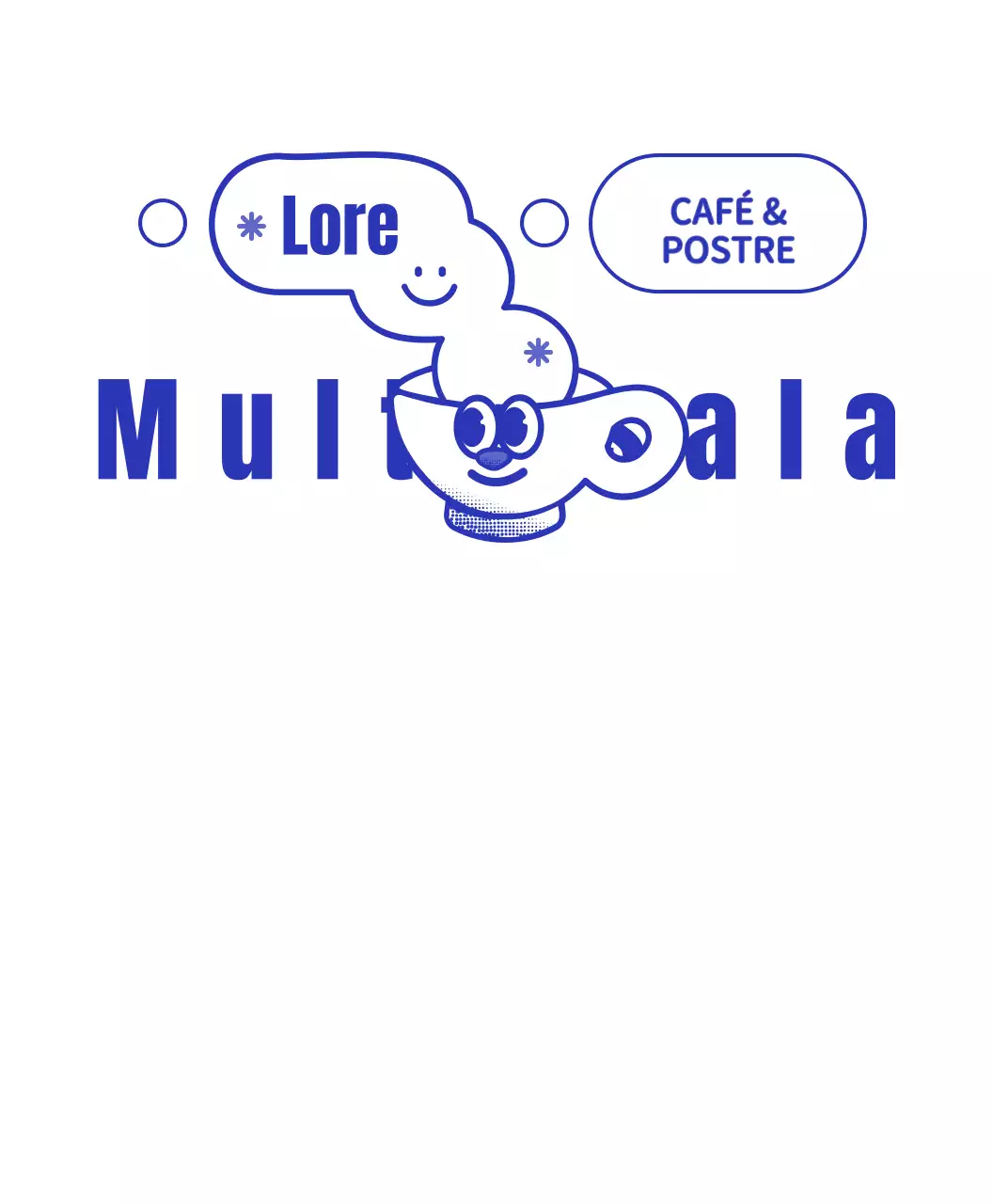 Azul marino y blanco taza lindo carácter cafetería logotipo estilo