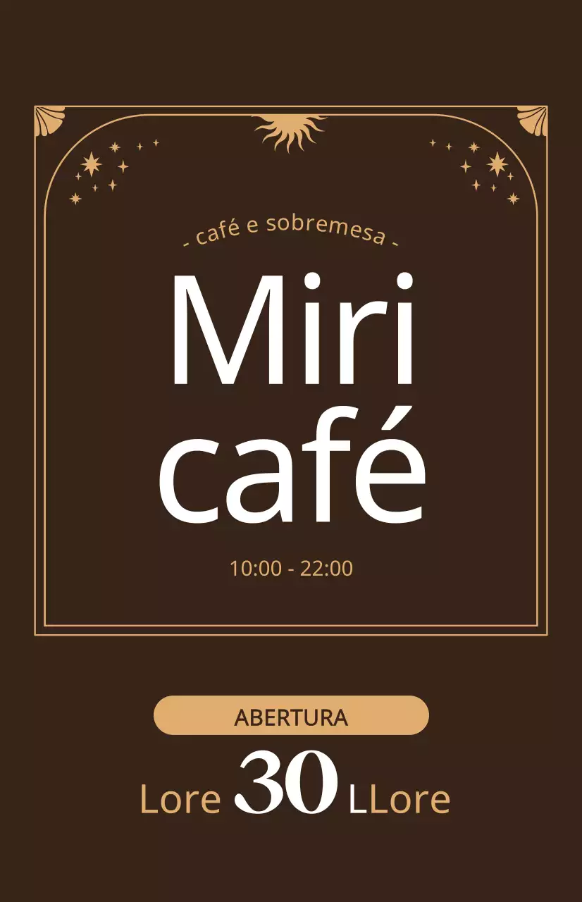 Promover um desconto de abertura de um café com um ambiente bege sobre um fundo castanho