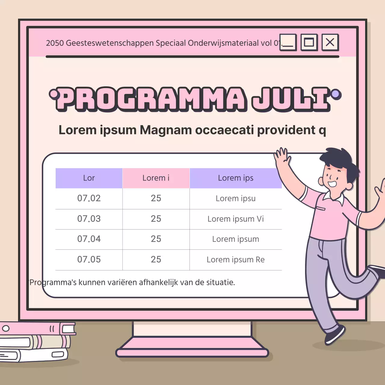 Een leuk concept voor een lezing over geesteswetenschappen met roze-paarse accenten