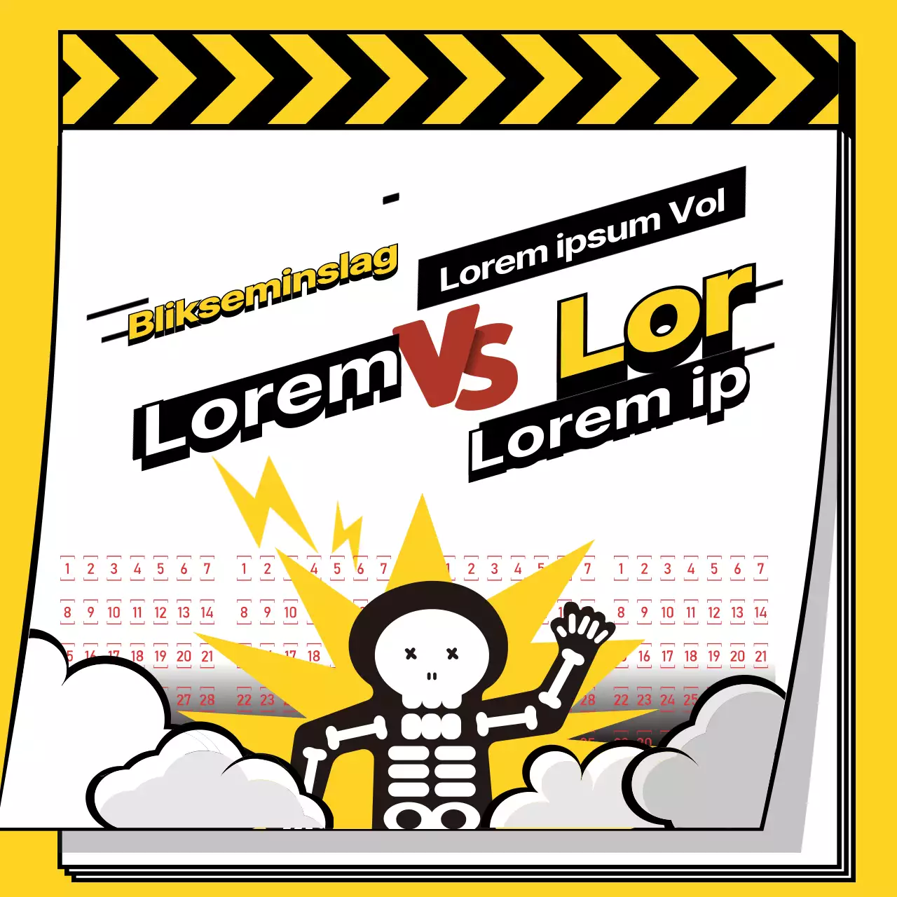 Bliksem thema met gele, strakke illustraties