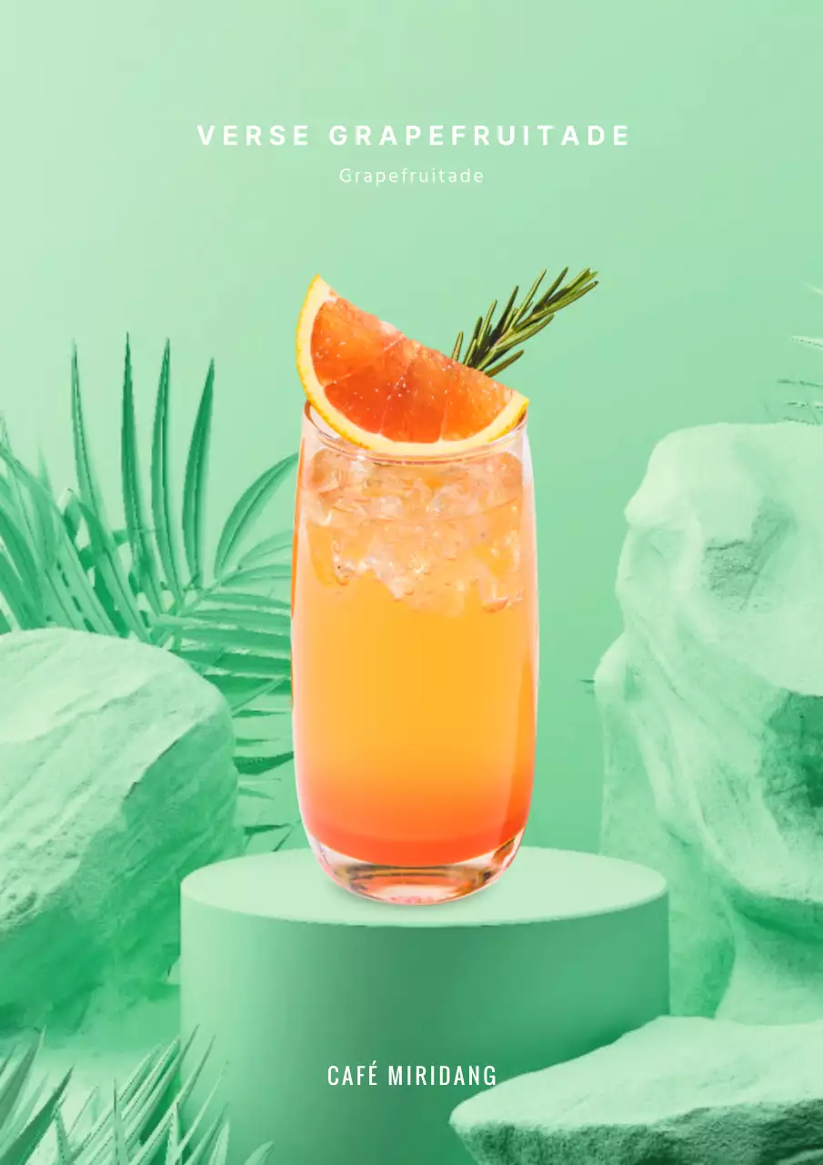 Een eenvoudige promotieposter van het grapefruitade drankmenu in limoengroene kleur.