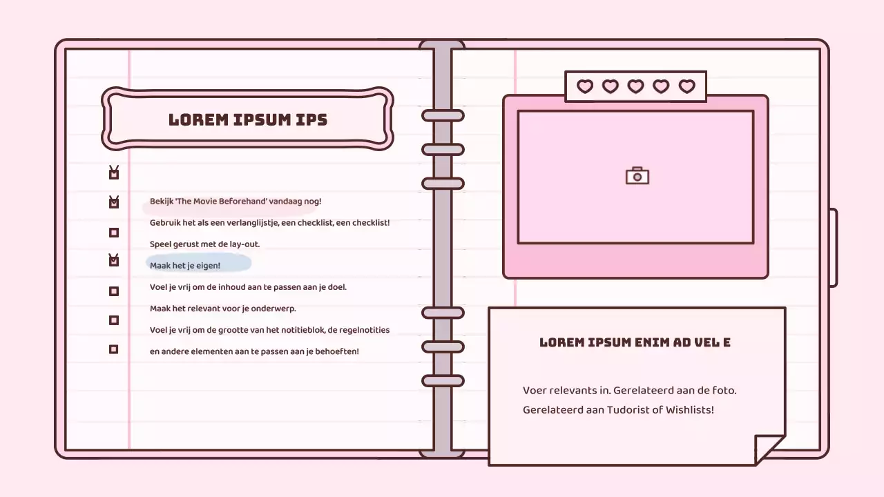 Schattige agenda concept presentatieset in roze