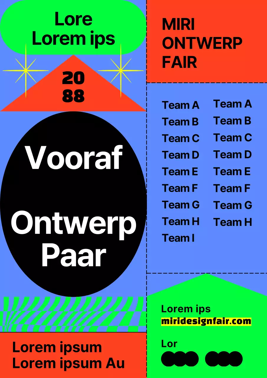 Een opvallend promotiestuk voor de designbeurs met een kleurrijke reeks neonvormen