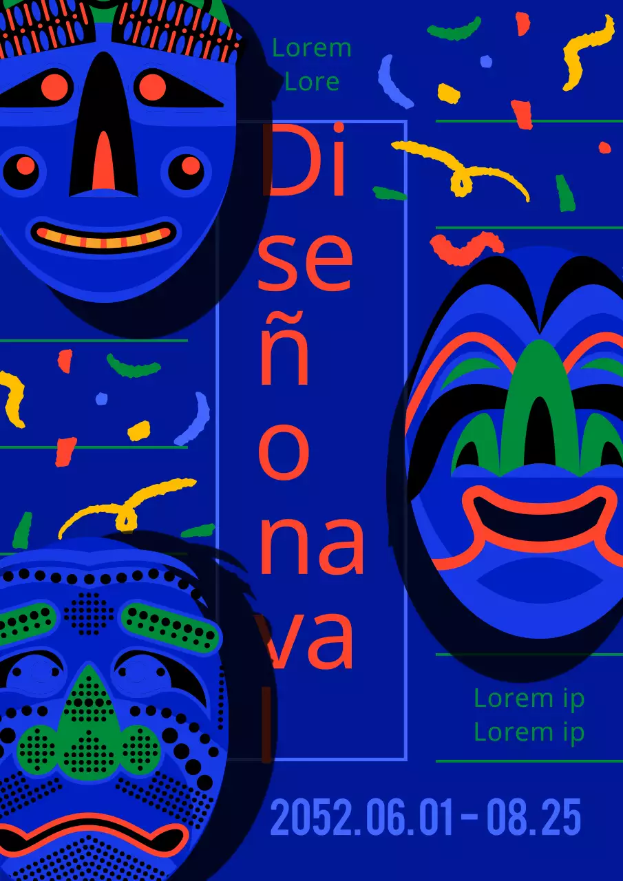 Una muestra de diseños tradicionales hahoptales en azul y rojo