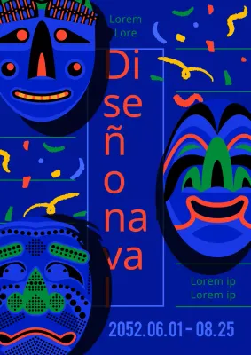 Una muestra de diseños tradicionales hahoptales en azul y rojo