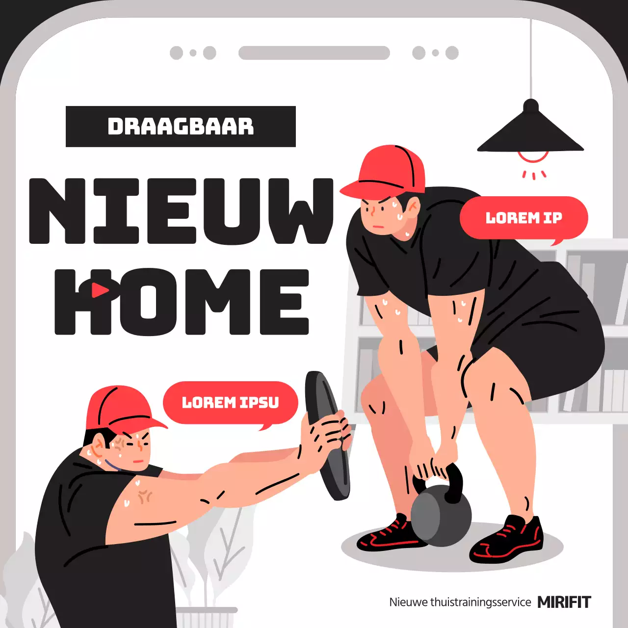 Maak kennis met de nieuwe zwart-rode app voor thuisworkouts