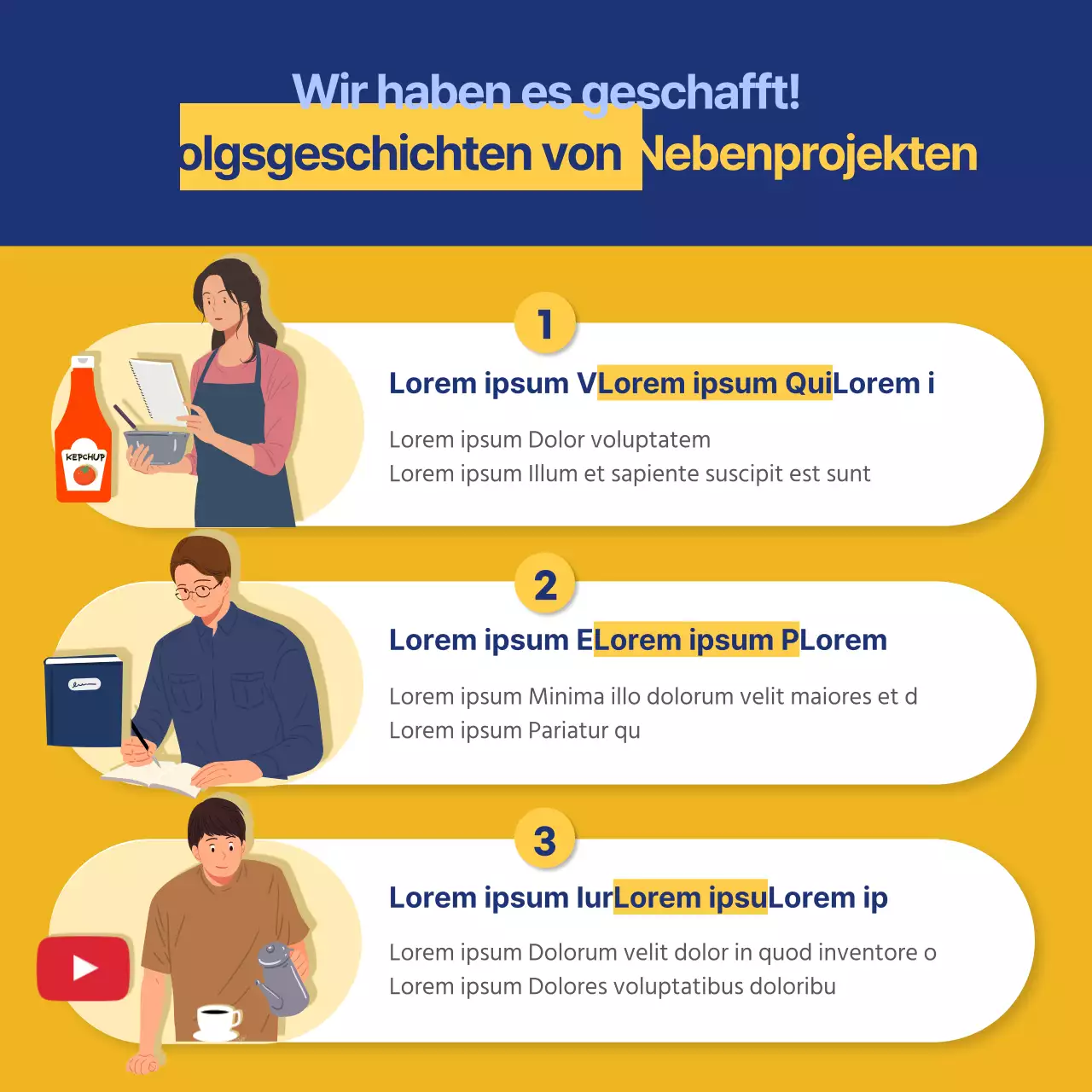 blau Illustration Konzept Büroangestellte Seite Projekt cardnews