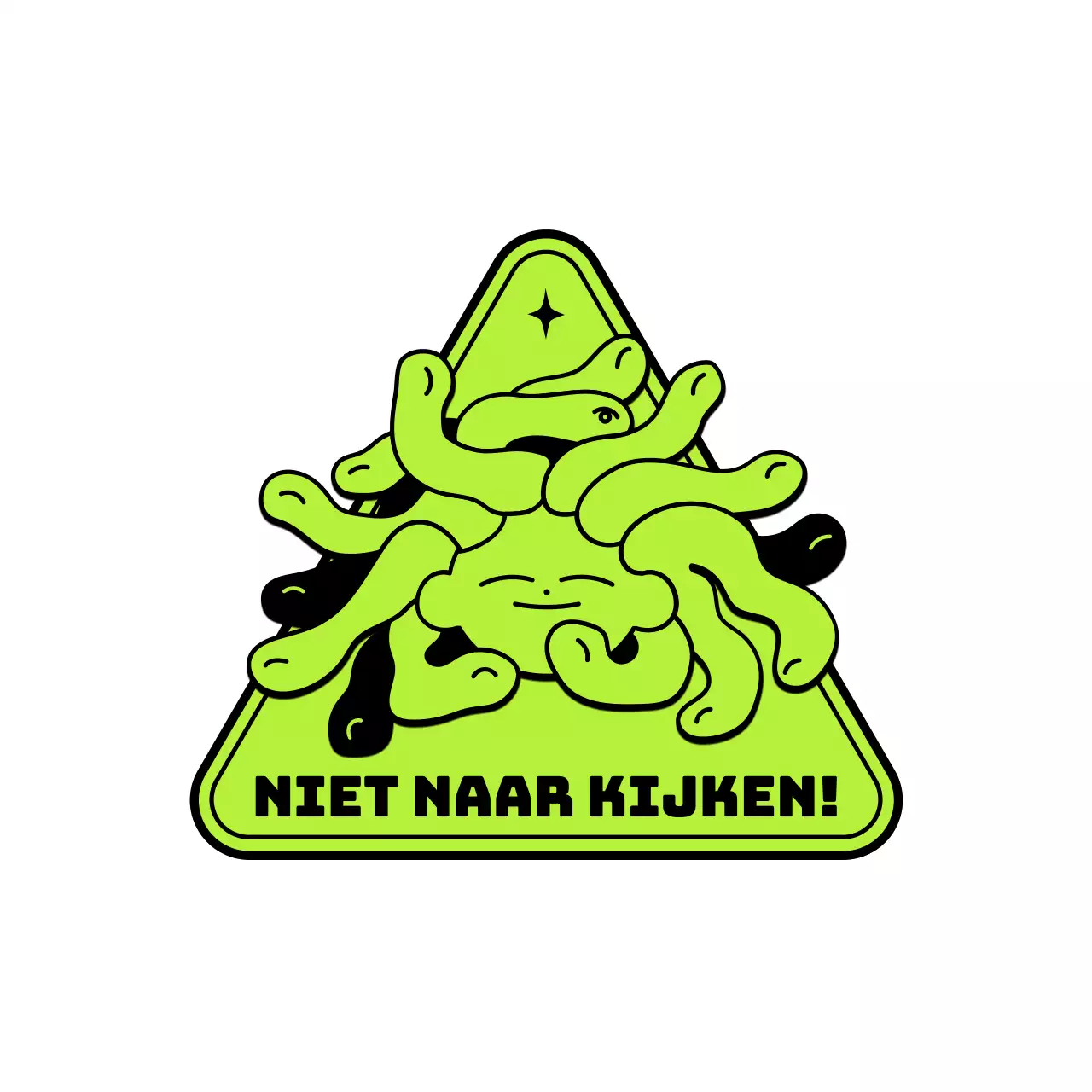 Embleemlogo concept met leuke en hippe illustratie in limoengroen voor persoonlijke goederen