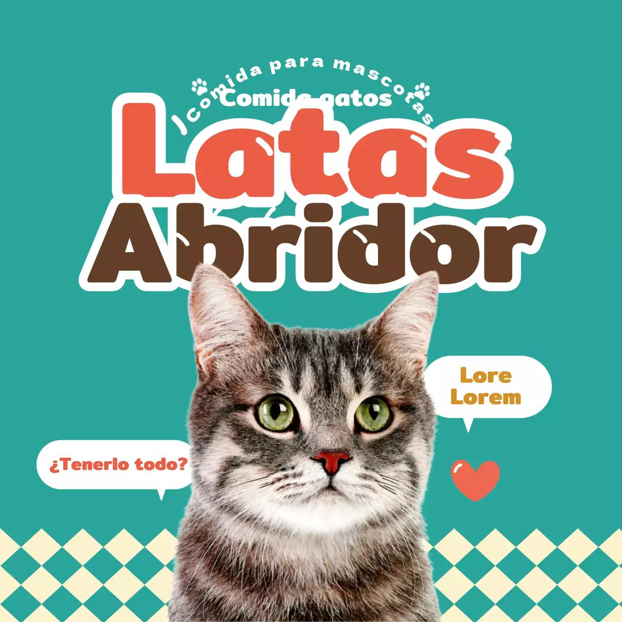 Acerca de esta cálida y adorable comida para perros y gatos de color turquesa y marrón