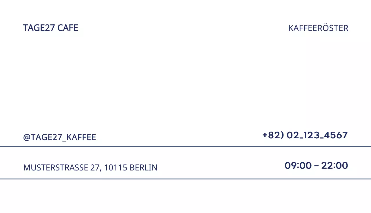 Bunte und schlichte Visitenkarte in Orange, Marineblau und Grün