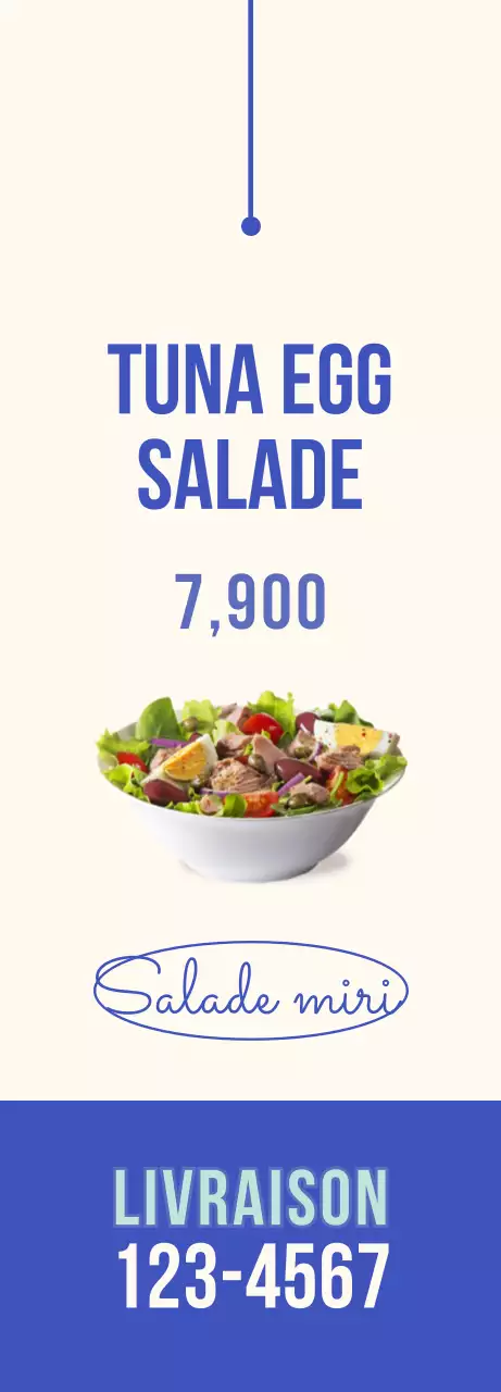 Une bannière de salade fraîche et rafraîchissante aux accents bleus