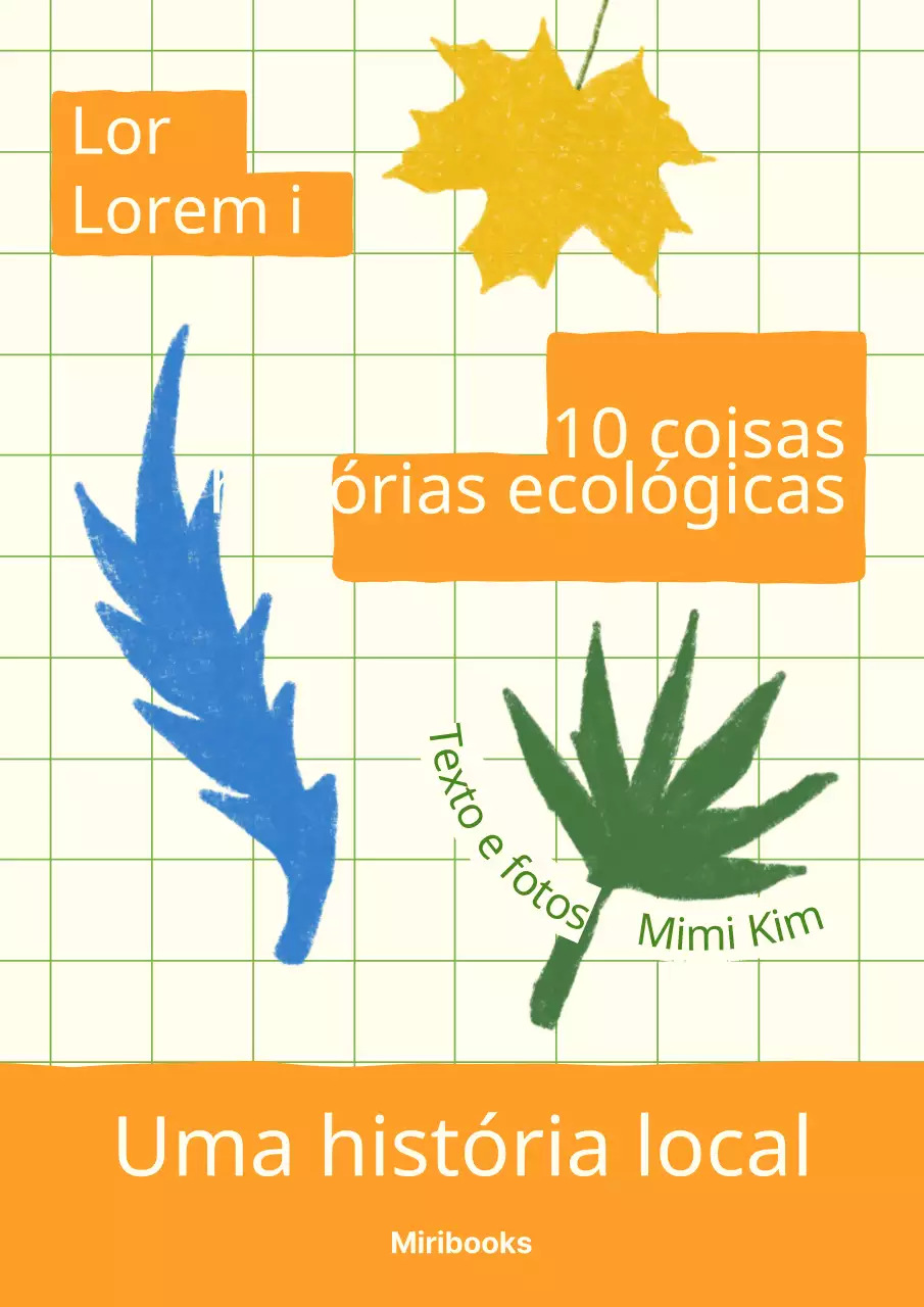 Ensaio de conservação com tema de folha laranja e verde desenhado à mão