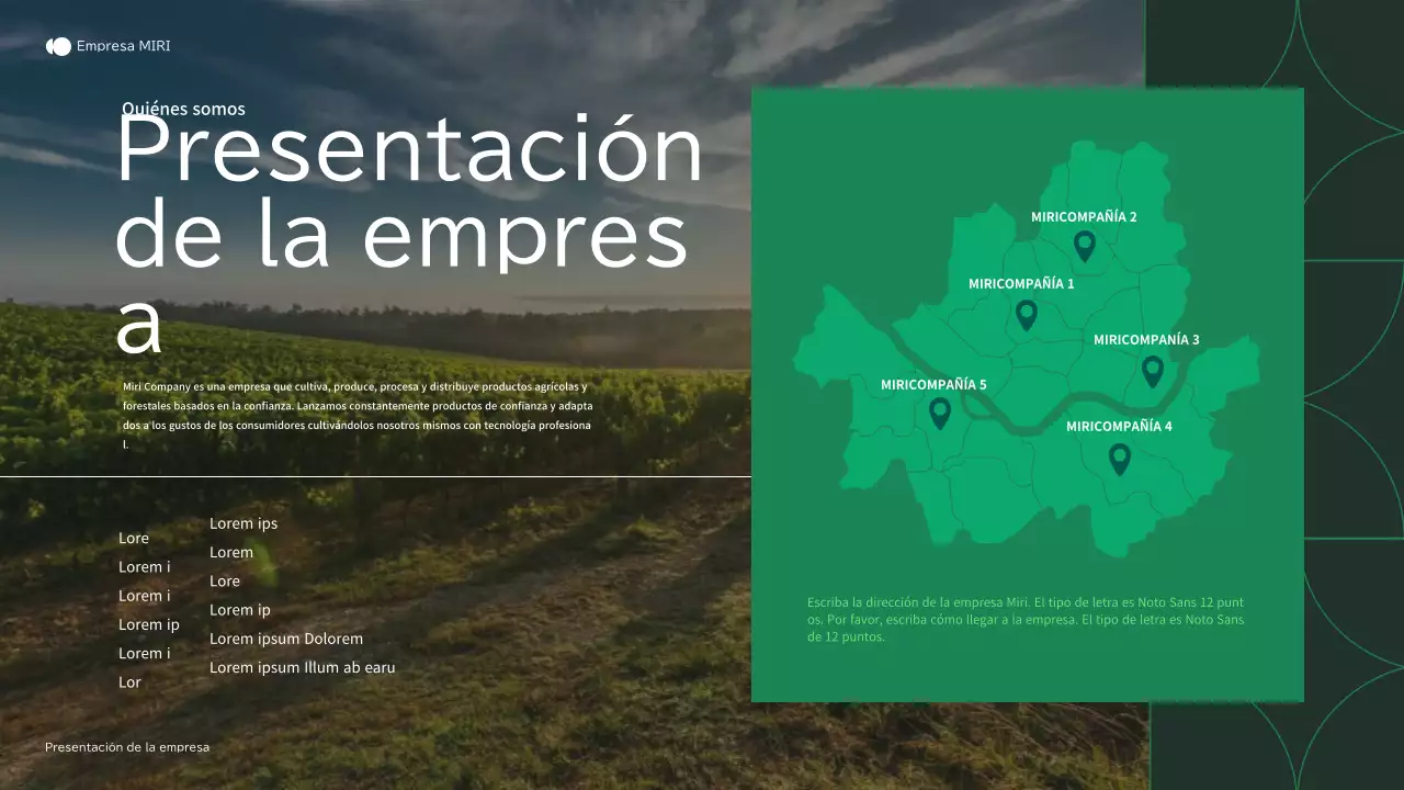 Perfil de empresa de agricultura ecológica y natural