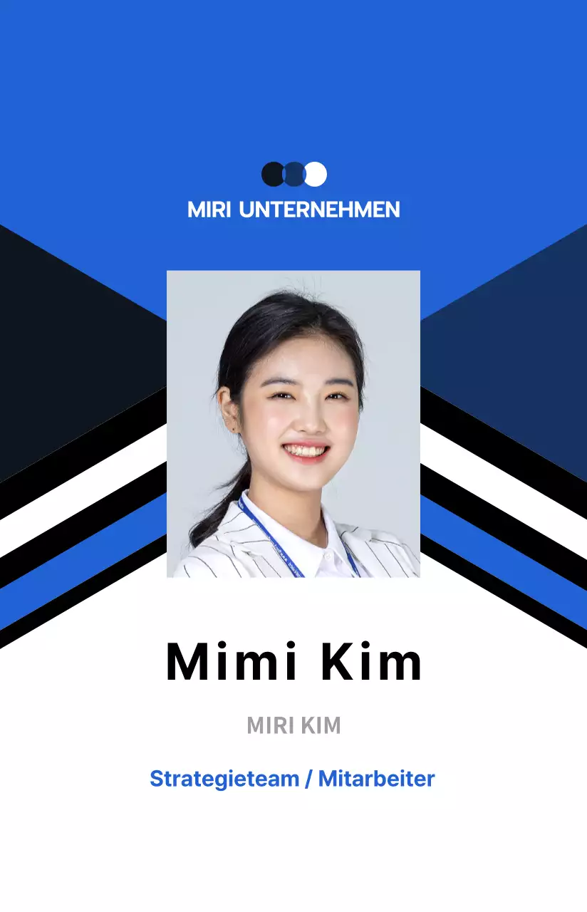 Eine einfache und professionelle Mitarbeiterkarte in Blautönen