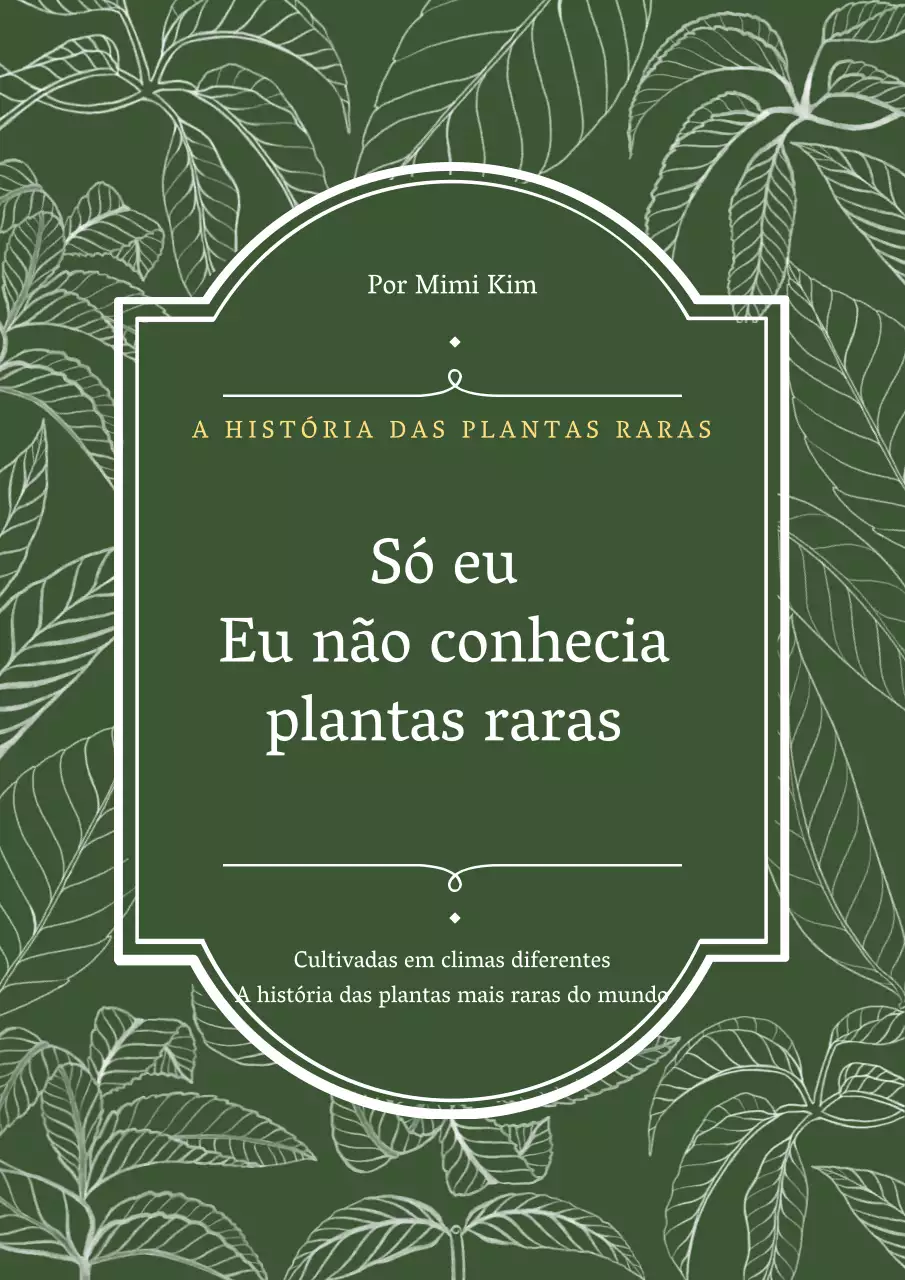 Livro de plantas raro com padrão de folhas verdes