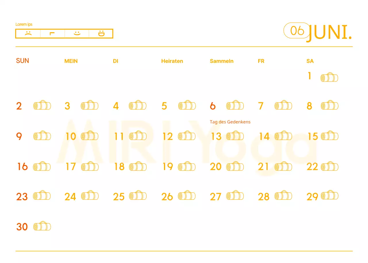 Orangefarbene Kalender zum Verschenken bei der Werbung für Ihr Yogastudio