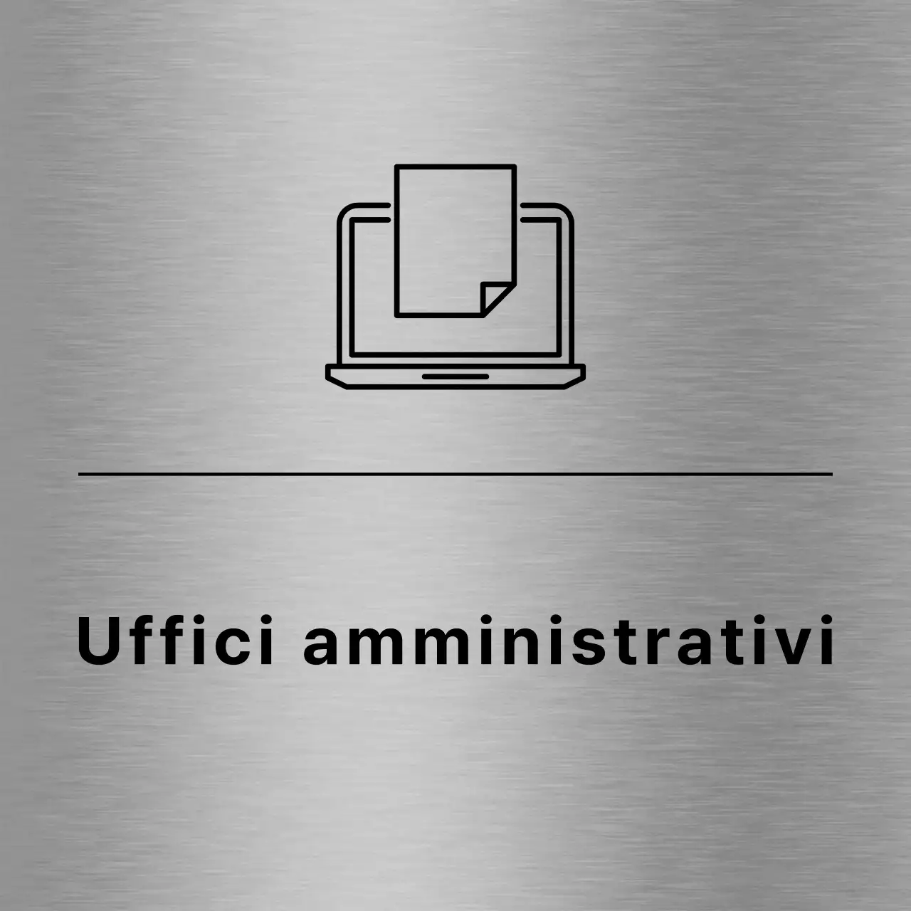 Ogni nome di luogo con un'icona semplice, nera e legata alla scuola.