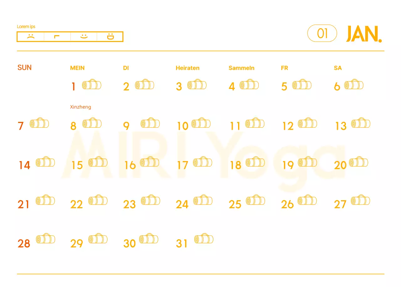 Orangefarbene Kalender zum Verschenken bei der Werbung für Ihr Yogastudio