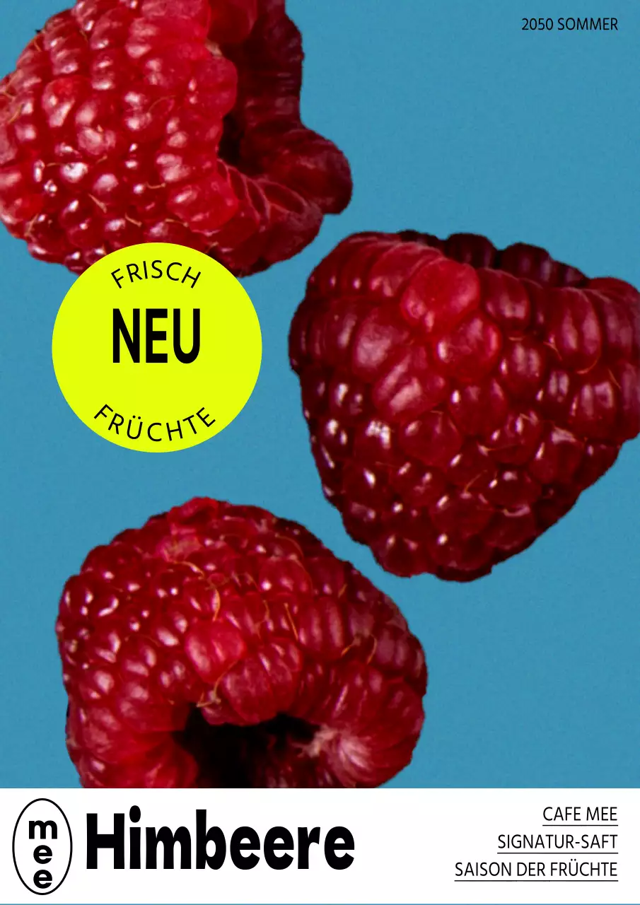 Post ein Vintage-Obst-Poster in Rot und Hellblau