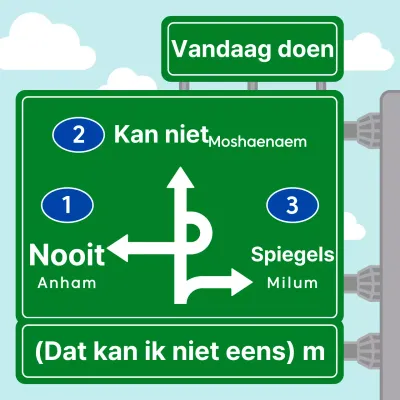 Verkeersbord concept to-do meme in groen en blauw
