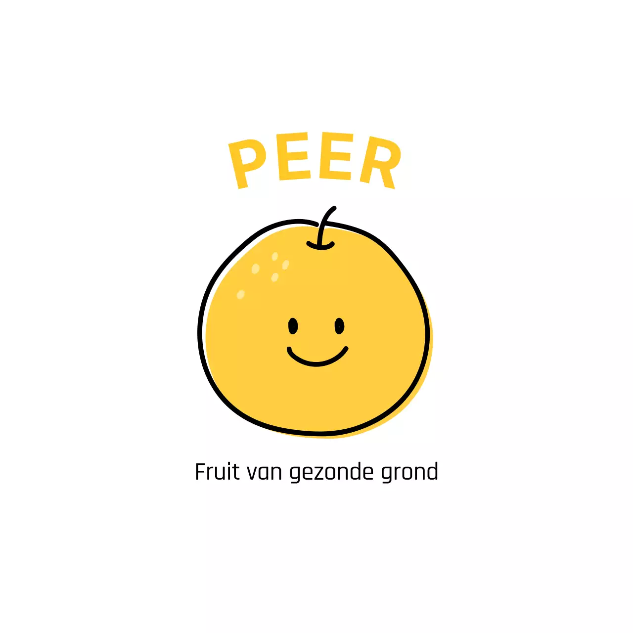 Een promotioneel ontwerp met een schattige en aaibare illustratie van een speciale peer.