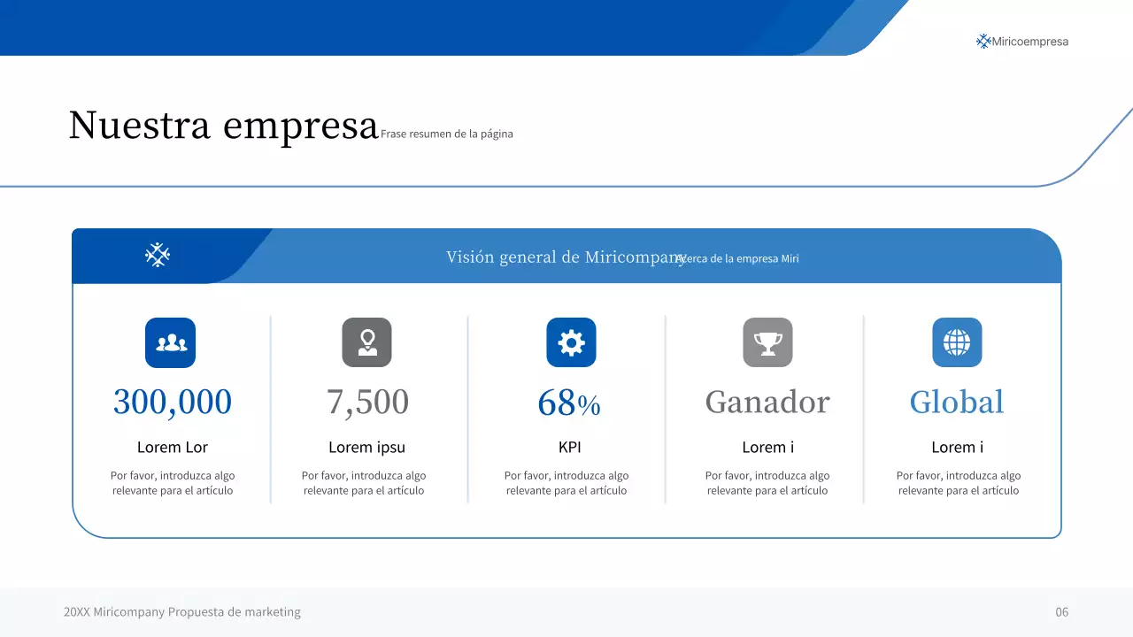 Una sencilla presentación empresarial en tonos azules y grises
