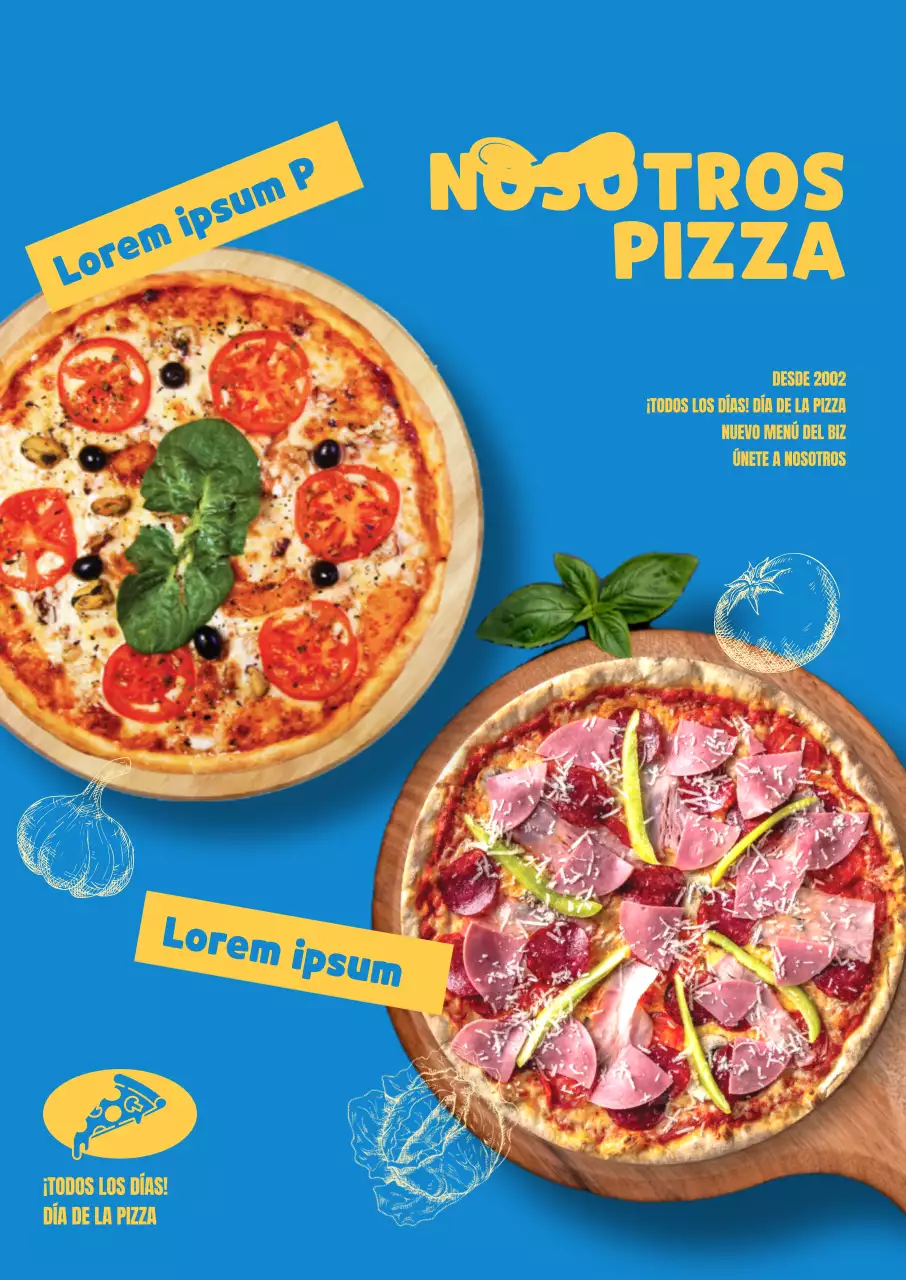 Promocionar un nuevo menú de pizzas con un toque cool