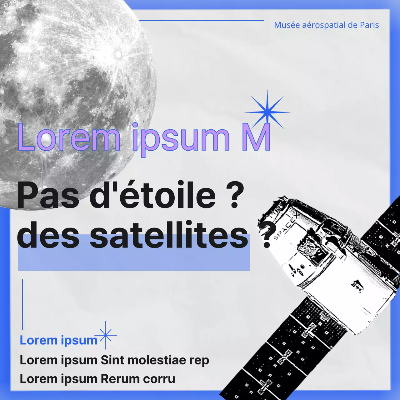 Présentation du musée de l'espace minimaliste noir et bleu