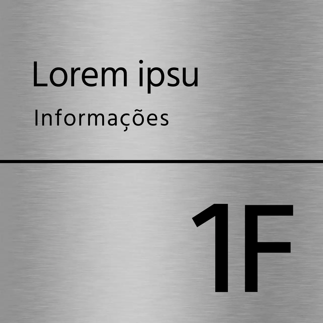 Sinalética simples de espaço reservado com texto e linhas pretas para o nome do piso da escola.