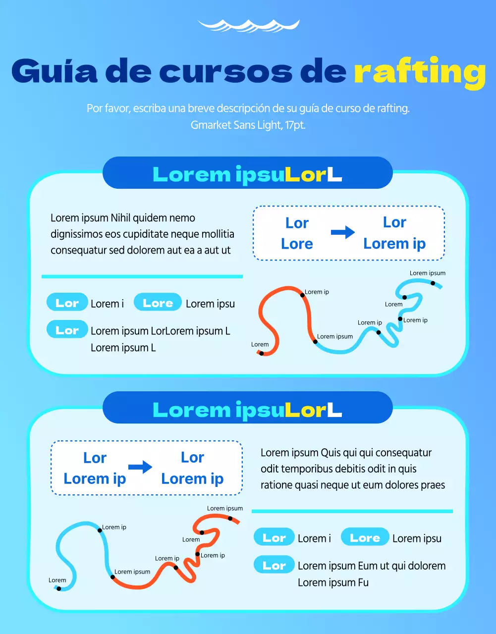 Rafting fresco y limpio en azul claro y blanco