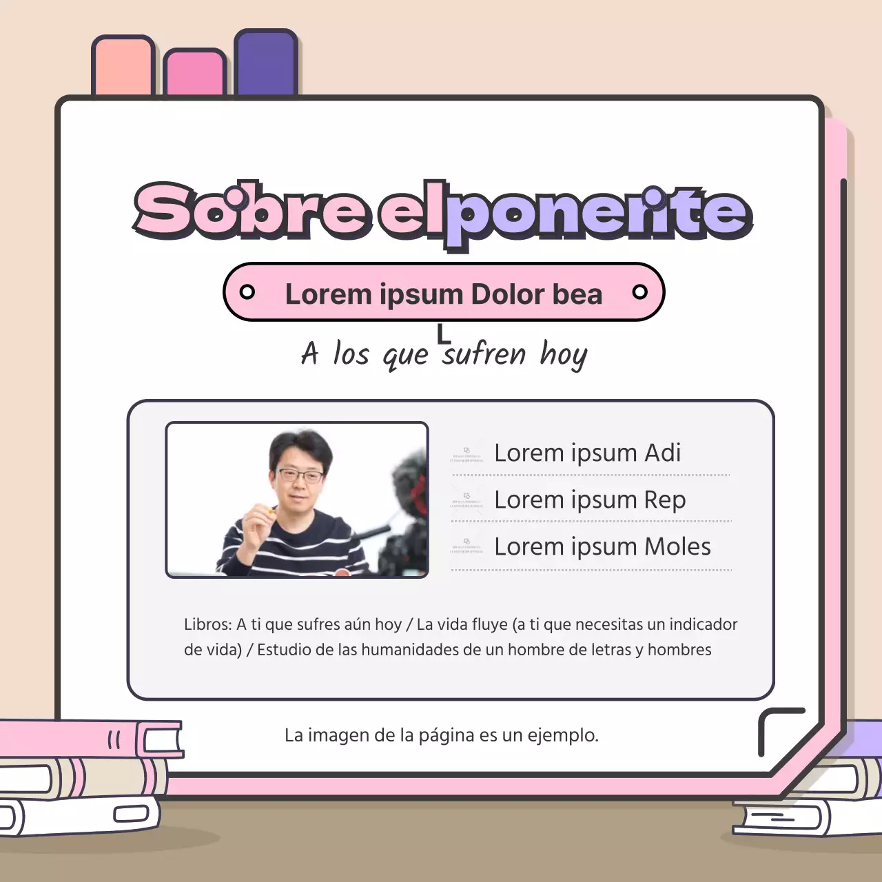 Un bonito concepto para una conferencia de humanidades con acentos rosa-morado